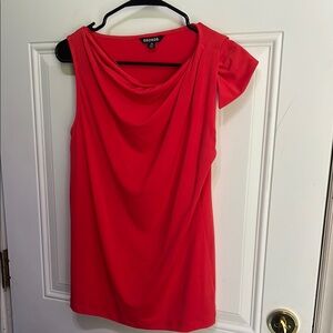 George Coral color Asymmetrical Blouse with Cap Sleeve